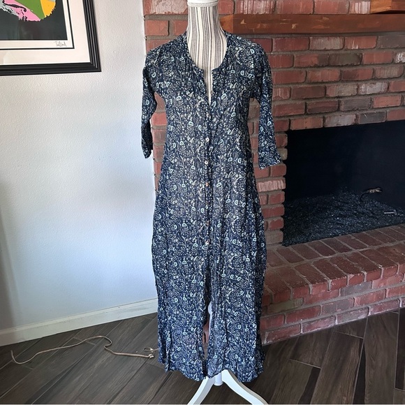 Roller Rabbit Anu Long Kurta Maxi Dress in Garden Forest Sz XS - Picture 1 of 8